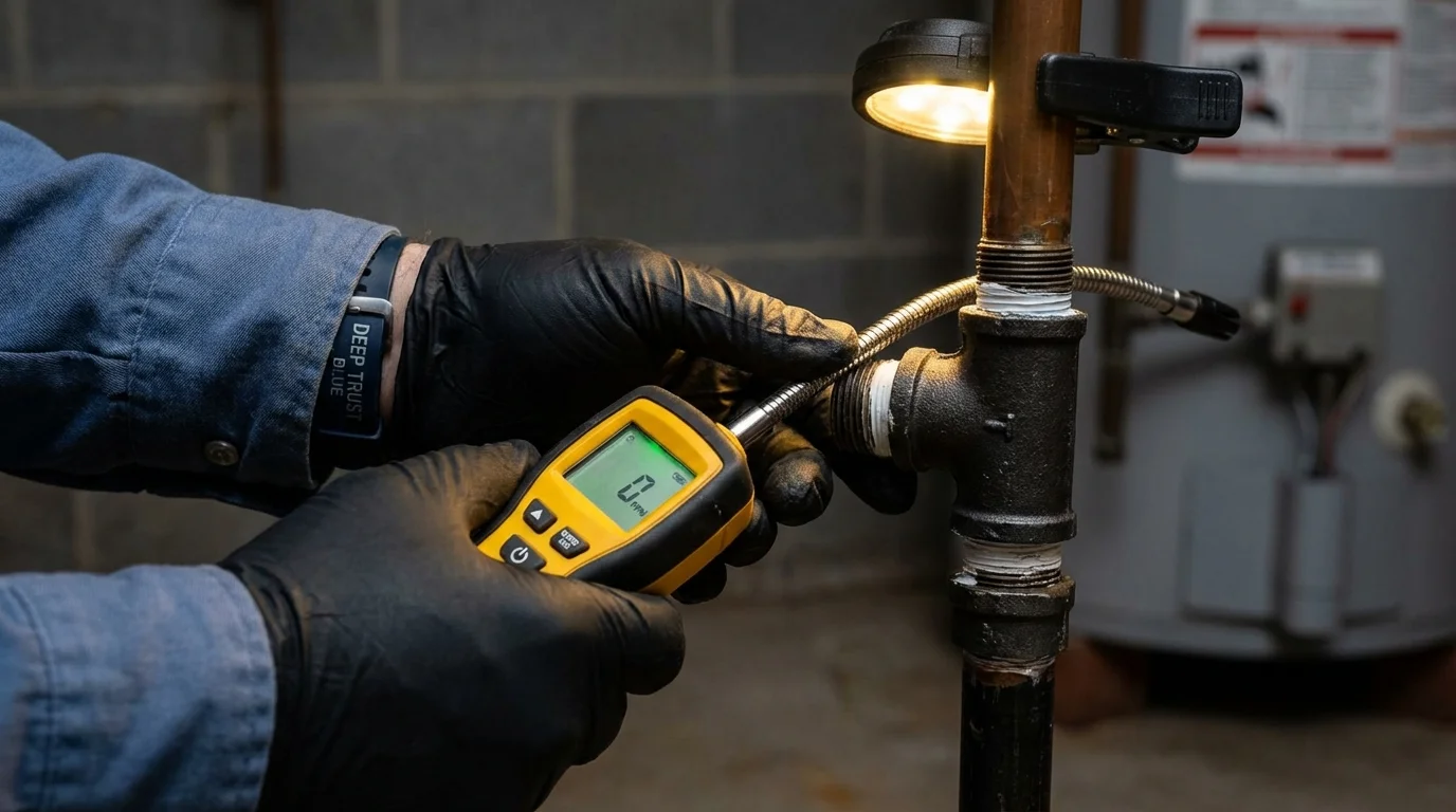 Gas leak detection with electronic sniffer by Johns Plumbing LLC in Alpena